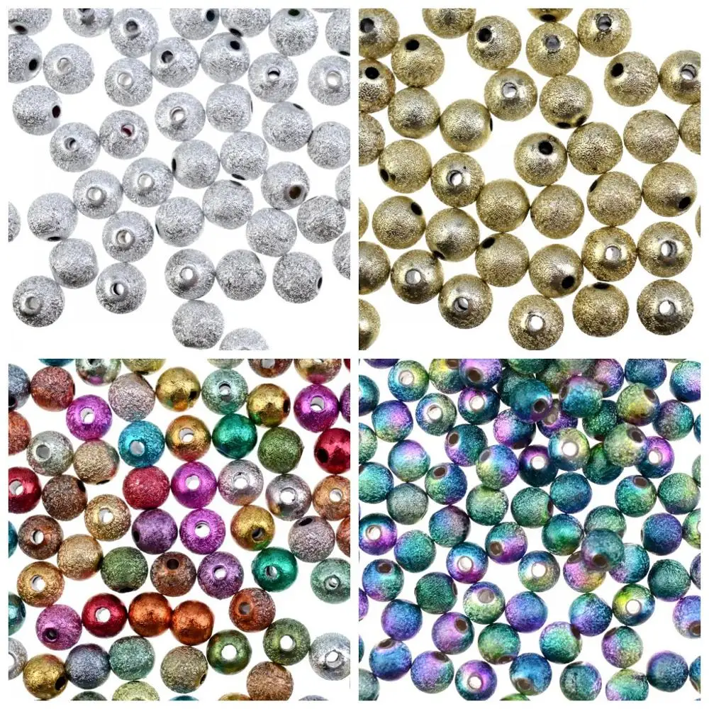 

Pick Size 4-16mm Mixed/Gold/Rainbow/Silver Plated Stardust Acrylic Round Ball Spacer Beads Charms Findings For Jewelry Making