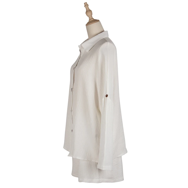 Women Cotton Linen Shorts 2 Piece Set Turn-down Collar Long Sleeve Ladies Suits 2021 Summer Casual Vacation Tractsuit Sport Sets 
Women Cotton Linen Shorts 2 Piece Set Turn-down Collar Long Sleeve Ladies Suits 2021 Summer Casual Vacation Tractsuit Sport Sets