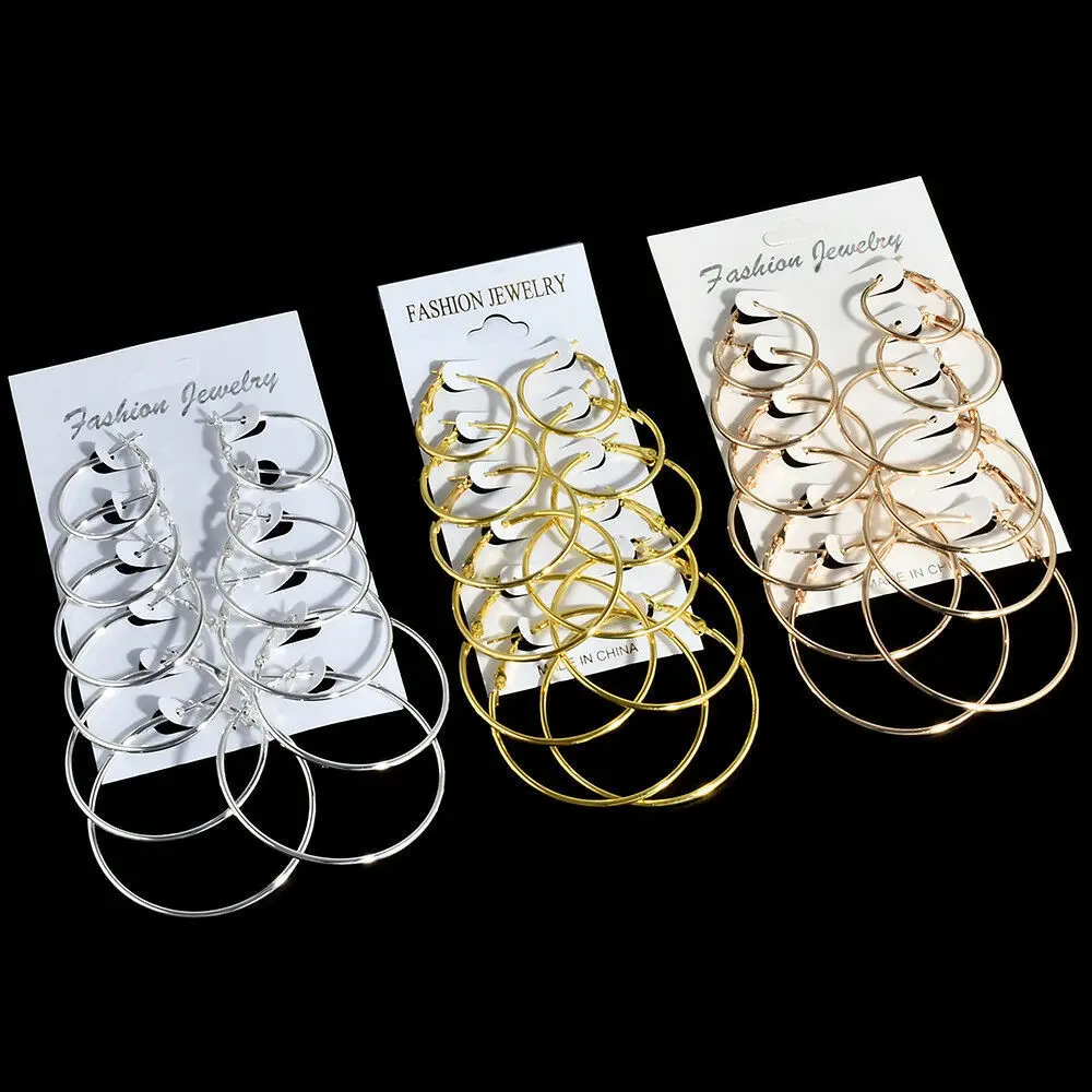 Fashionable And Simple 6 Pairs Of Big Hoop Earrings Exaggerated Personality Shiny Golden Girl Party Earrings Gift
Fashionable And Simple 6 Pairs Of Big Hoop Earrings Exaggerated Personality Shiny Golden Girl Party Earrings Gift