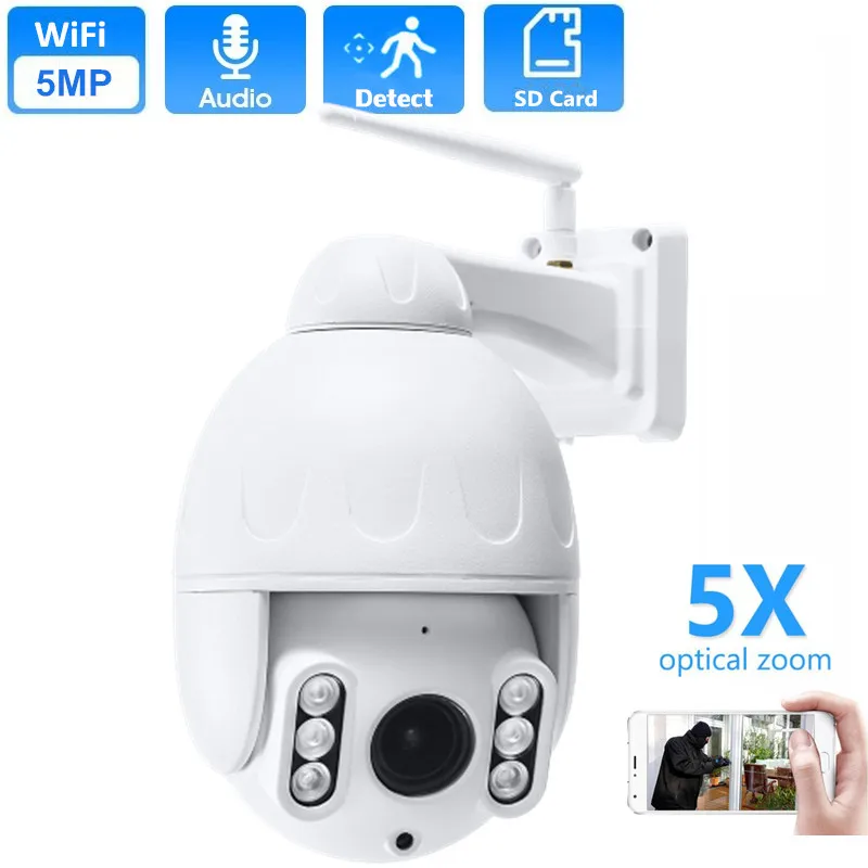 5MP PTZ Wifi IP Camera Outdoor Waterproof 5x Optical Zoom Auto Focus Audio Monitoring 2MP Network Wireless Security CCTV Camera 
5MP PTZ Wifi IP Camera Outdoor Waterproof 5x Optical Zoom Auto Focus Audio Monitoring 2MP Network Wireless Security CCTV Camera