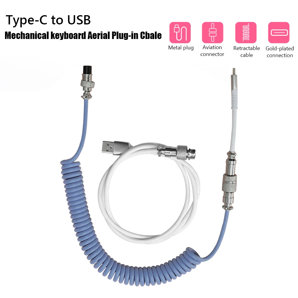 AJAZZ Mechanical Keyboard Coiled Cable Wire Type C Custom Usb Port Cable Aviator Coiling Cable for Gaming Keyboard Accessories
AJAZZ Mechanical Keyboard Coiled Cable Wire Type C Custom Usb Port Cable Aviator Coiling Cable for Gaming Keyboard Accessories