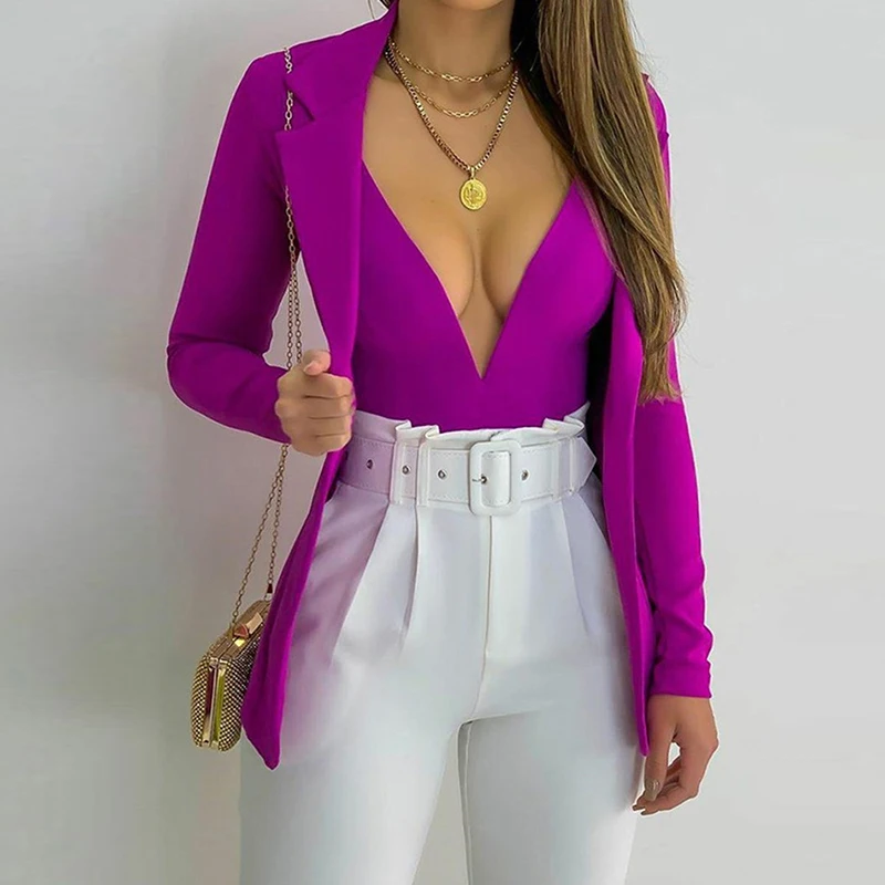 Sexy Women Turn Down Collar Korean Blazers Elegant Ladies Solid Slim Fit Office Coat Spring Autumn Long Sleeve Jacket Suit Top
Sexy Women Turn Down Collar Korean Blazers Elegant Ladies Solid Slim Fit Office Coat Spring Autumn Long Sleeve Jacket Suit Top