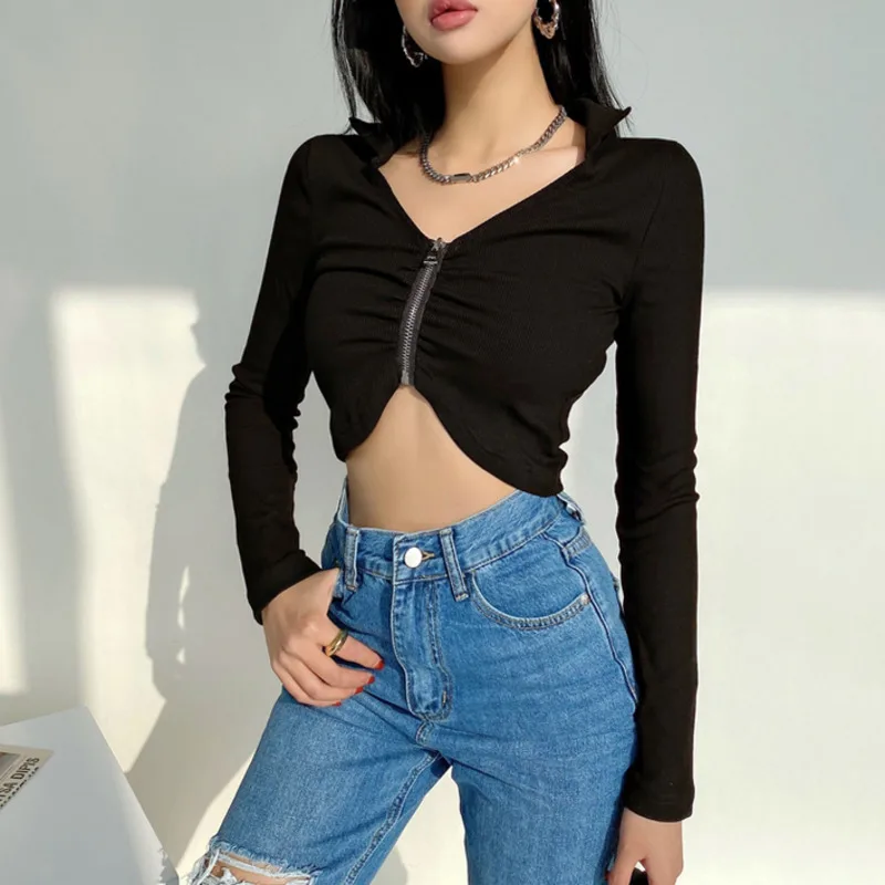 WOMENGAGA American Sexy V-Neck Long Sleeve Zipper Women Fashion Slim Short Navel Knitting Autumn Tees Tops Korean Girl Female T9
WOMENGAGA American Sexy V-Neck Long Sleeve Zipper Women Fashion Slim Short Navel Knitting Autumn Tees Tops Korean Girl Female T9