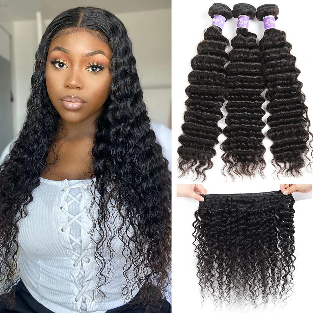 Deep Wave Human Hair Extensions Brazilian Hair Weave 1/3/4 Bundles Natural Hair Extension 100% Remy Human Hair Bundles
Deep Wave Human Hair Extensions Brazilian Hair Weave 1/3/4 Bundles Natural Hair Extension 100% Remy Human Hair Bundles