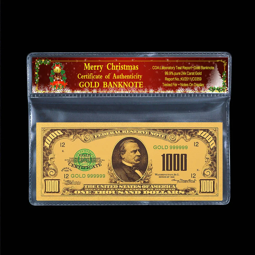 Фото Коллекционная памятная монета $1000 США банкнота 24k позолоченная - купить