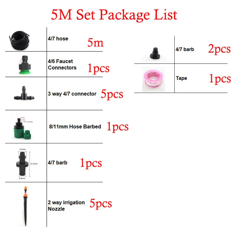 5M Watering System Automatic Drip Irrigation Hose Connector 4/7mm Water Sprinklers Plant flowers Garden Tools Cooling System U27
5M Watering System Automatic Drip Irrigation Hose Connector 4/7mm Water Sprinklers Plant flowers Garden Tools Cooling System U27
