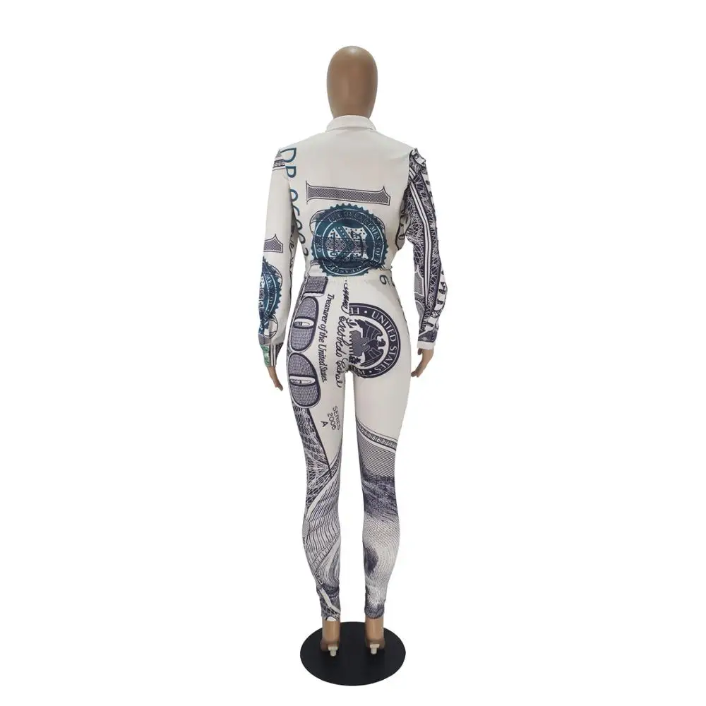 Money Dollar Pattern Print Turn-Down Collar Long Sleeves Buttons Lace-Up Tops & Pants New Autumn Women Suit Casual 2 Piece Set
Money Dollar Pattern Print Turn-Down Collar Long Sleeves Buttons Lace-Up Tops & Pants New Autumn Women Suit Casual 2 Piece Set