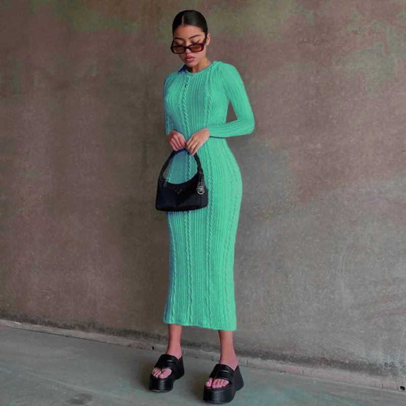 Ribbed Sexy Long Sleeve O-Neck Skinny Club Party Dress Rib Knit Elegant Dress Women 2021 Autumn and Winter Style Sweater Dress
Ribbed Sexy Long Sleeve O-Neck Skinny Club Party Dress Rib Knit Elegant Dress Women 2021 Autumn and Winter Style Sweater Dress