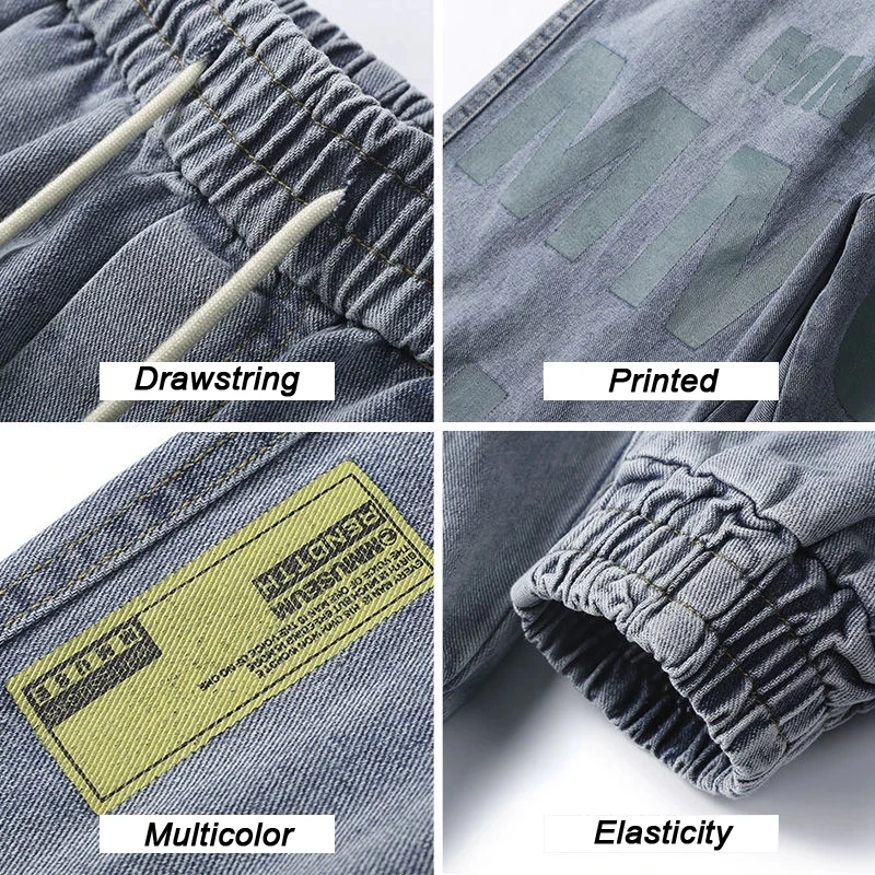 Men Fashion High Street Jeans Casual Harem Pants Letter Print Light Blue Sweatpants Trousers Drawstring Homens Jeans Denim Pants
Men Fashion High Street Jeans Casual Harem Pants Letter Print Light Blue Sweatpants Trousers Drawstring Homens Jeans Denim Pants