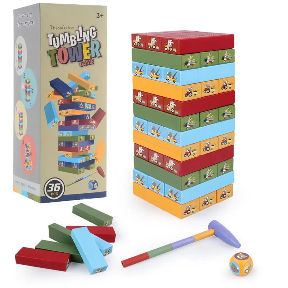 New Wooden Cartoon Building Block Brain Game Tumbler Tower Non-toxic DIY Stacking Game Interaction Educational Toy For Children
New Wooden Cartoon Building Block Brain Game Tumbler Tower Non-toxic DIY Stacking Game Interaction Educational Toy For Children