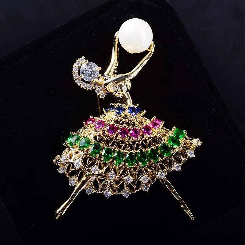High Quality Gold Plated Metal Female Suit Pins Luxury Sparkling Colour Cubic Zirconia Cute Ballet Girl Brooch For Women Elegant
High Quality Gold Plated Metal Female Suit Pins Luxury Sparkling Colour Cubic Zirconia Cute Ballet Girl Brooch For Women Elegant