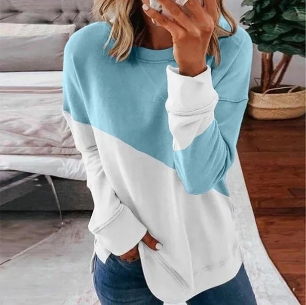 2020 Autumn Womens Sweatshirt Hooded Color Block Long Sleeve Round Neck Contrast Loose Pullover Sweatshirt Women Oversized
2020 Autumn Womens Sweatshirt Hooded Color Block Long Sleeve Round Neck Contrast Loose Pullover Sweatshirt Women Oversized