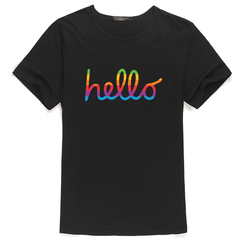 Футболка женская с принтом шрифтов Hello Color повседневная смешная рубашка в стиле