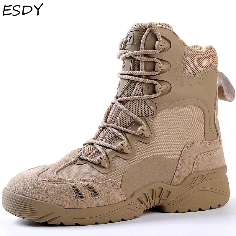 

Esdy Winter Boots Men Military Boots Outdoor Tactical Desert Combat Army Work Shoes Men Leather Boots Winter Men Shoes