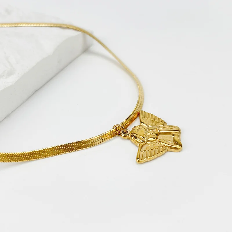 LOVOACC INS Fashion Alloy Angel Pendant Necklace for Women Ladies Gold Color Flat Chain Titanium Steel Necklace Accessories
LOVOACC INS Fashion Alloy Angel Pendant Necklace for Women Ladies Gold Color Flat Chain Titanium Steel Necklace Accessories