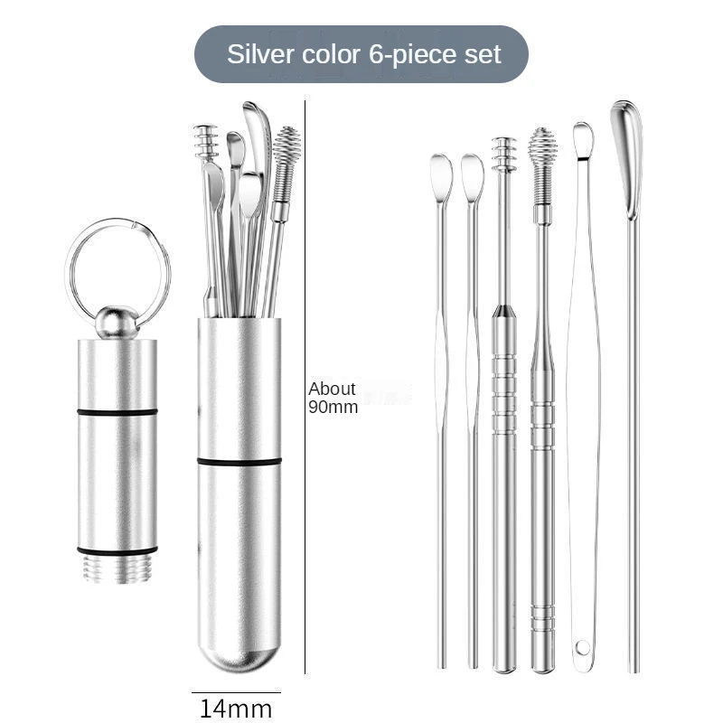 6Pcs/set Ear Picker Stainless Steel Earpick Set Wax Remover Curette Ear Pick Cleaner Ear Cleaner Spoon Care Ear Clean Tool
6Pcs/set Ear Picker Stainless Steel Earpick Set Wax Remover Curette Ear Pick Cleaner Ear Cleaner Spoon Care Ear Clean Tool