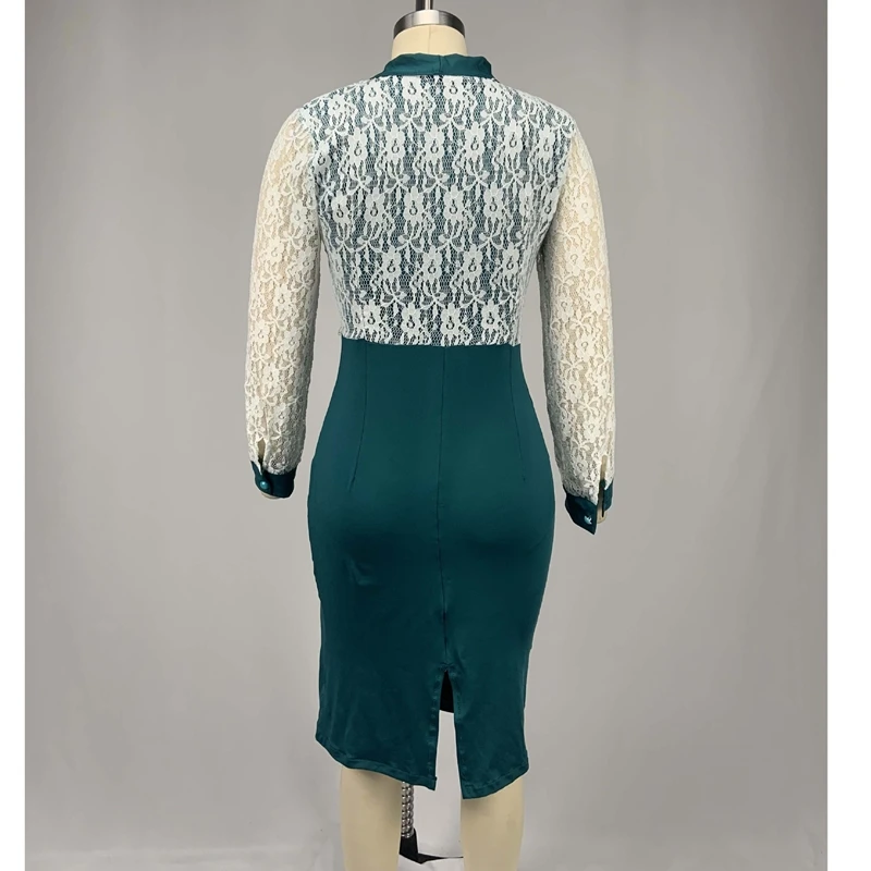 Ladies Office Wear 2021 Spring Summer Midi Dress Long Sleeve Lace Patchwork Knee Length Jupe Femme Women Work Clothing Elegant
Ladies Office Wear 2021 Spring Summer Midi Dress Long Sleeve Lace Patchwork Knee Length Jupe Femme Women Work Clothing Elegant