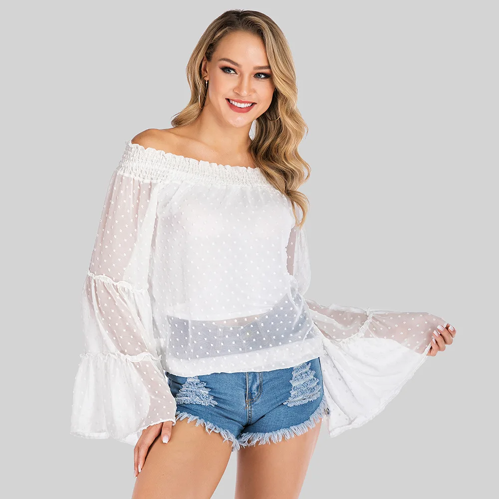 Spring Autumn Light Mature Slash Neck Slim Chiffon Shirt Flare Long Sleeve Women Shirts Summer Ladies Tops TA233
Spring Autumn Light Mature Slash Neck Slim Chiffon Shirt Flare Long Sleeve Women Shirts Summer Ladies Tops TA233