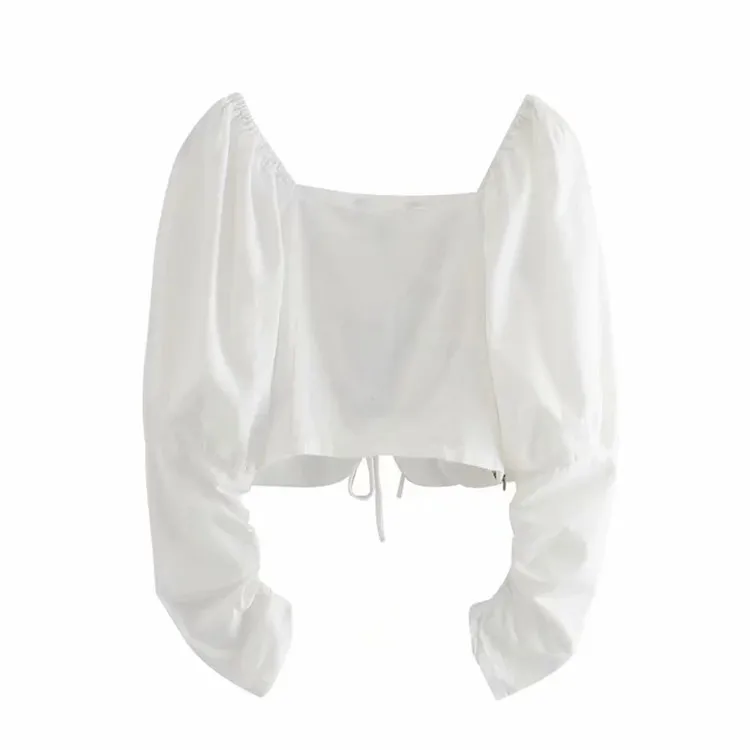 Vintage blouse women long sleeve shirt sexy cropped shirt elegant square neck top white bandage blouse slim office lady 2020
Vintage blouse women long sleeve shirt sexy cropped shirt elegant square neck top white bandage blouse slim office lady 2020