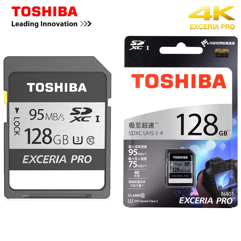 

Original TOSHIBA sd card 128gb EXCERIA PRO 64GB 32GB Class 10 UHS-I U3 SDHC SDXC Carte SD Memory Card 95MB/s For Camcorder