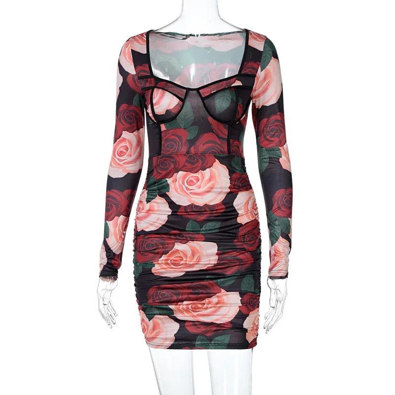 Sexy Vintage Square Collar Rose Printed Long Sleeve Mini Dress Spaghetti Strap Skinny Bodycon Party Nigh Club Robe Fall Clothes
Sexy Vintage Square Collar Rose Printed Long Sleeve Mini Dress Spaghetti Strap Skinny Bodycon Party Nigh Club Robe Fall Clothes