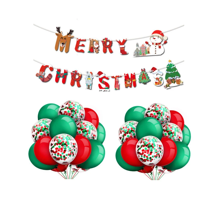 Christmas Red Green Latex Balloon Kit with Confetti Balloon Cartoon Merry Christmas Banner for Xmas Party Decoration Supplies
Christmas Red Green Latex Balloon Kit with Confetti Balloon Cartoon Merry Christmas Banner for Xmas Party Decoration Supplies