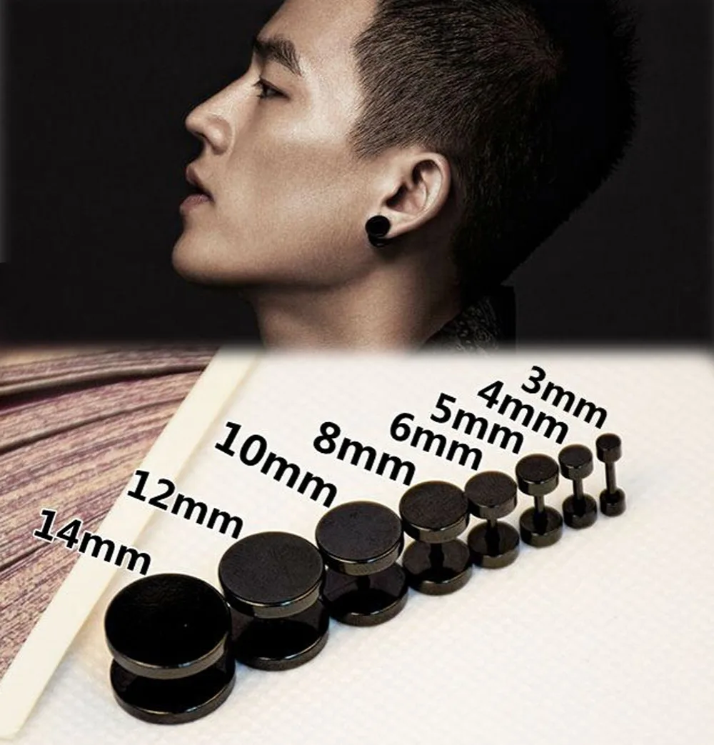 1Pcs New Fashion Black Gothic Barbell Earring Round Plain Men Stud Earring Jewelry Stainless Steel 8 Styles
1Pcs New Fashion Black Gothic Barbell Earring Round Plain Men Stud Earring Jewelry Stainless Steel 8 Styles