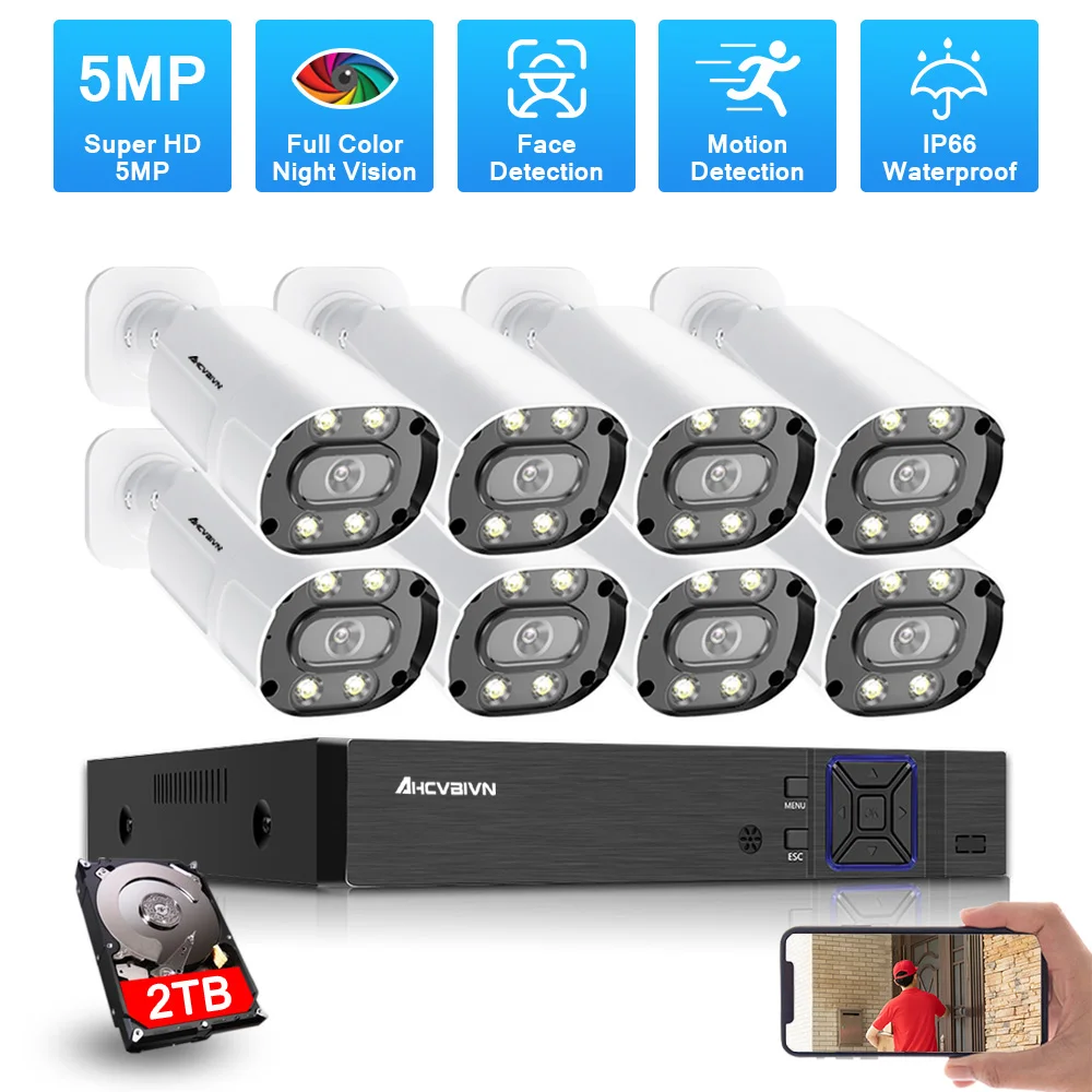 H.265 5MP 8CH DVR System Face Detection Full Color Night Vision HD Analog Camera CCTV Video surveillance security System kit
H.265 5MP 8CH DVR System Face Detection Full Color Night Vision HD Analog Camera CCTV Video surveillance security System kit