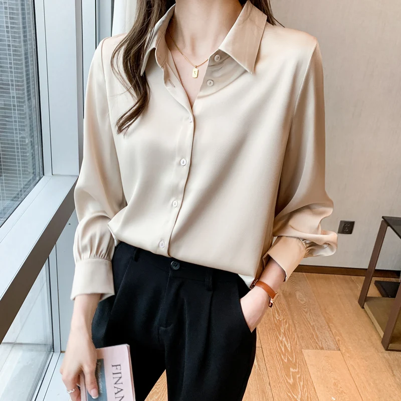 Autumn New Women's Blouses Polo Shirt Long Sleeve Tops Comfortable Blouse Pure Color Satin Casual Fashion Lady Loose
Autumn New Women's Blouses Polo Shirt Long Sleeve Tops Comfortable Blouse Pure Color Satin Casual Fashion Lady Loose