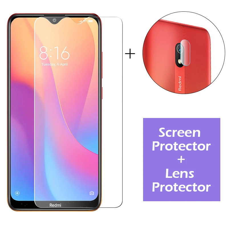 

2-in-1 Camera Tempered Glass for xiaomi redmi 8 8a 8t Screen Protector for Lens Glass On xiomi 9t pro 9 lite Protective Film