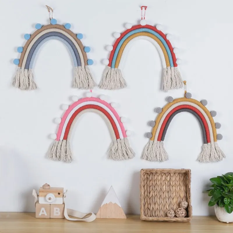 INS Nordic Pompom Rainbow Tapestry Ornaments Weaving Tassels Wall Hanging Ornaments Kids Room Decoration Wind Chimes Photo Props
INS Nordic Pompom Rainbow Tapestry Ornaments Weaving Tassels Wall Hanging Ornaments Kids Room Decoration Wind Chimes Photo Props