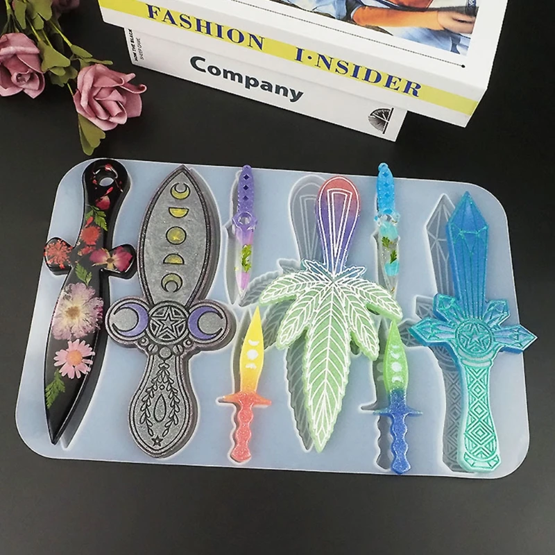 Knife Resin Mold Different Shape Sword Dagger Silicone Epoxy Mould for Halloween Cosplay Keychain Decoration DIY Casting
Knife Resin Mold Different Shape Sword Dagger Silicone Epoxy Mould for Halloween Cosplay Keychain Decoration DIY Casting