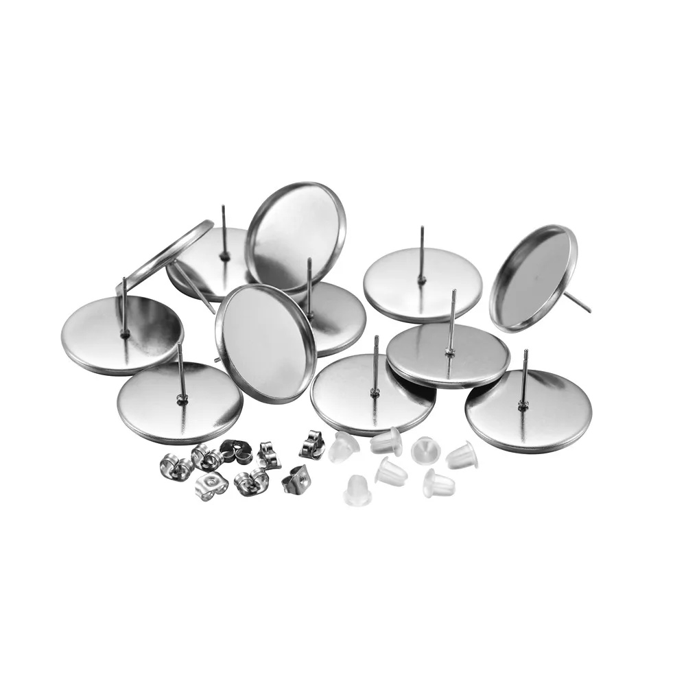150pcs 8-16mm Stainless Steel Earring Cabochon Earrings Blank Base With Earring Back Earring Bezels for Diy Jewelry Making
150pcs 8-16mm Stainless Steel Earring Cabochon Earrings Blank Base With Earring Back Earring Bezels for Diy Jewelry Making