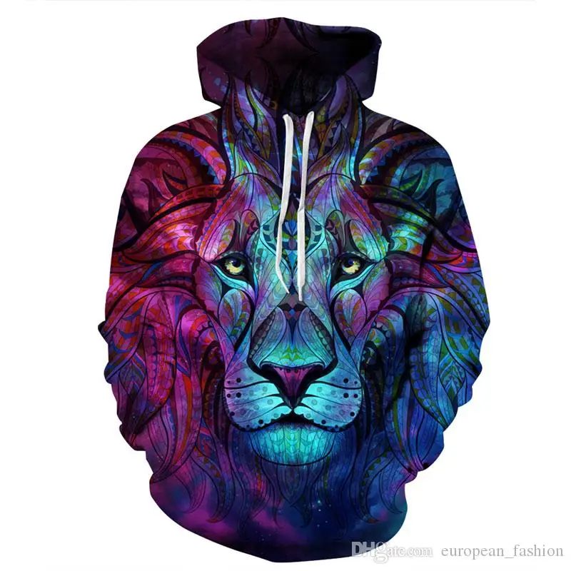 Designer Hoodie Sweatshirt Mens Clothing 3D Print Vetements Fashion Hoodies Animal Wolf Lion Tracksuit Men Hoodie Hooded Coat