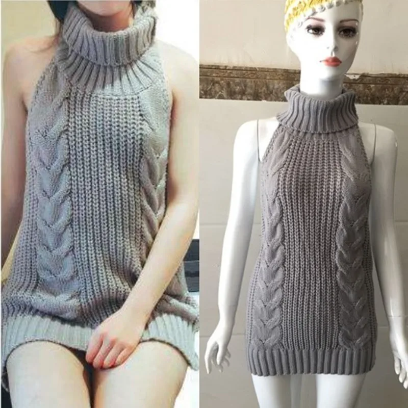 Turtleneck Knit High Collar Lace-Up Back Hollow 2021 New Fashion Sexy Women Backless Sleeveless Virgin Killer Pullover Sweater
Turtleneck Knit High Collar Lace-Up Back Hollow 2021 New Fashion Sexy Women Backless Sleeveless Virgin Killer Pullover Sweater