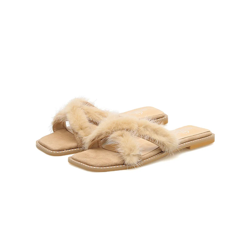 Mink Hair female Slippers Outside Summer Shoes lady Casual Beach Flats Luxury Fur High Quality Women Sandals Street Style Slides
Mink Hair female Slippers Outside Summer Shoes lady Casual Beach Flats Luxury Fur High Quality Women Sandals Street Style Slides