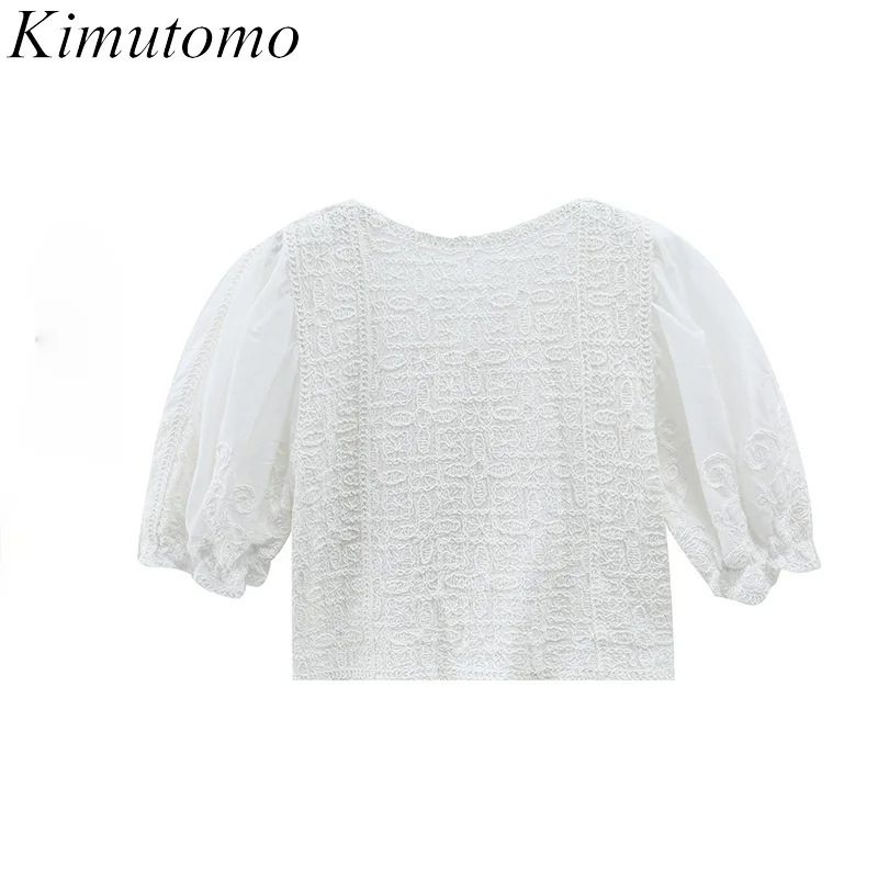 Kimutomo White Vintage Embroidery Blouse Women Square Collar Short Sleeve Shirt Female 2021 Summer Breasted Solid Top Elegant
Kimutomo White Vintage Embroidery Blouse Women Square Collar Short Sleeve Shirt Female 2021 Summer Breasted Solid Top Elegant
