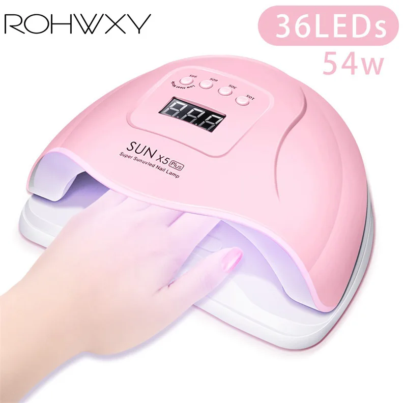 Светодиодный УФ светильник ROHWXY 54 Вт для ногтей SUN X5 Plus Сушилка отверждения гель