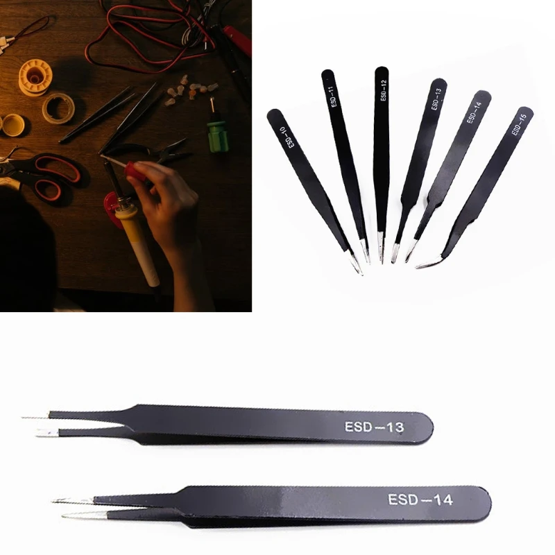 Precision Tweezers Set Soldering Tweezers Anti-Static Stainless Steel Multiple Tweezers for Craft Jewelry Electronic
Precision Tweezers Set Soldering Tweezers Anti-Static Stainless Steel Multiple Tweezers for Craft Jewelry Electronic