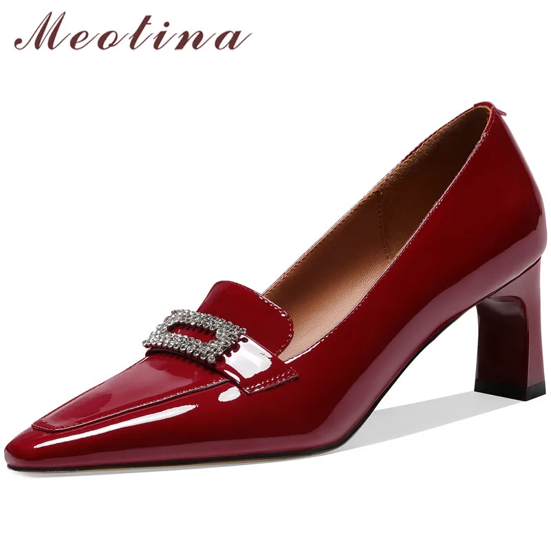 Meotina Genuine Leather High Heels Square Toe Women Shoes Crystal Block Heel Pumps Office Ladies Footwear Spring Black Size 42
Meotina Genuine Leather High Heels Square Toe Women Shoes Crystal Block Heel Pumps Office Ladies Footwear Spring Black Size 42