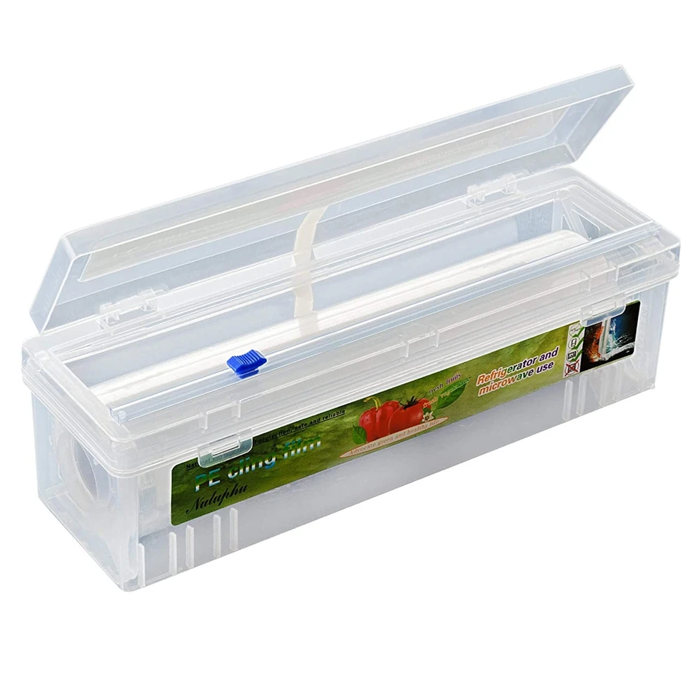Plastic Food Wrap Dispenser with Slide Cutter Adjustable Cling Film Cutter Preservation Foil Storage Box with Suction Bottom
Plastic Food Wrap Dispenser with Slide Cutter Adjustable Cling Film Cutter Preservation Foil Storage Box with Suction Bottom