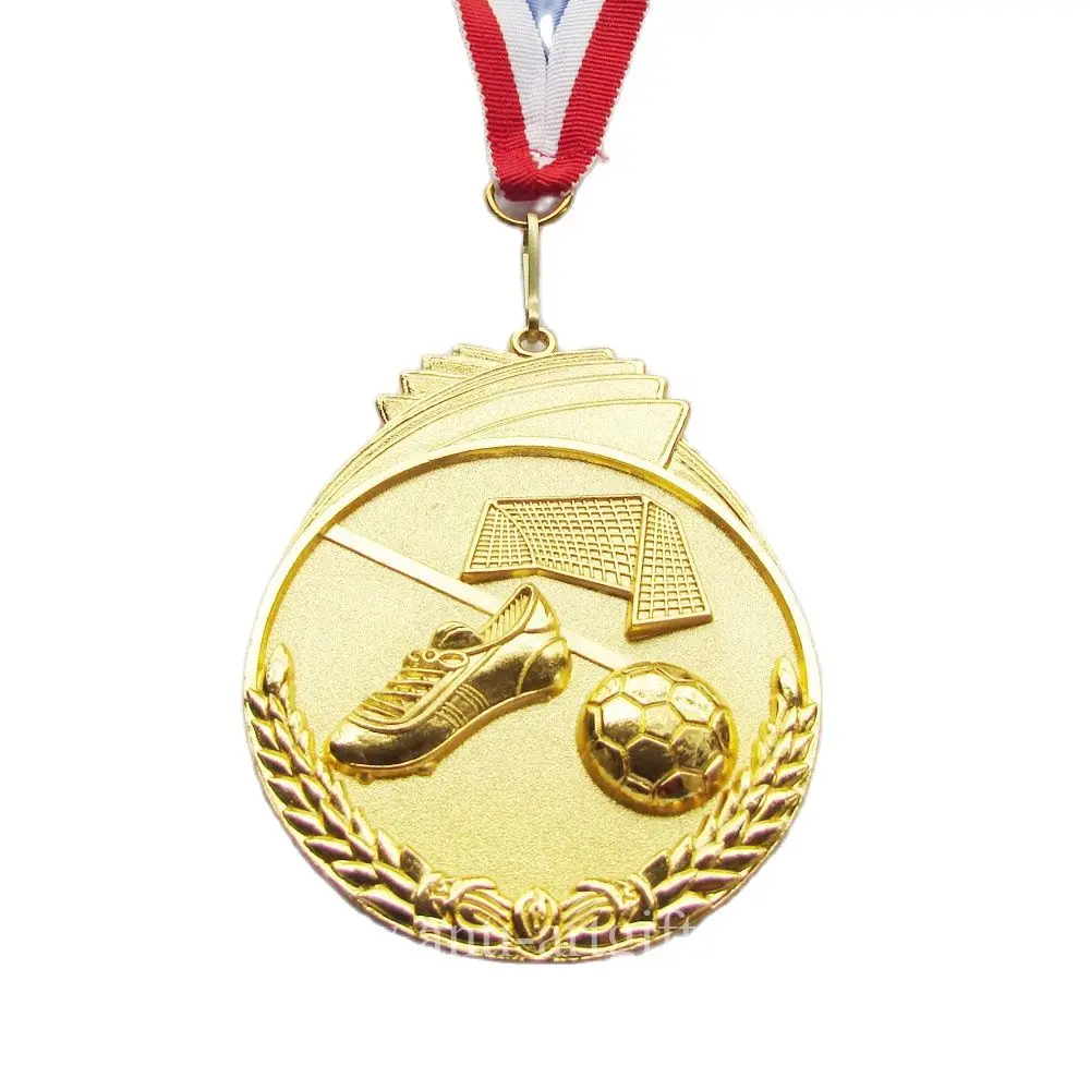 badge Manufacturer Cutomized round shape football medals gold plated die struck craft
badge Manufacturer Cutomized round shape football medals gold plated die struck craft