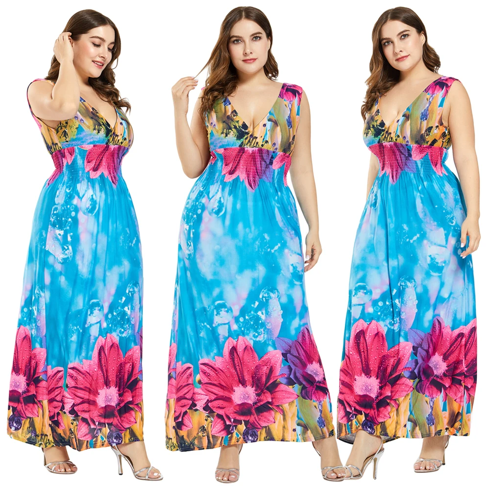 Plus Women Bohemia Sleeveless Maxi Dress V-Neck Floral Print Summer Beach Party Holiday Sundress Casual High Waist Dresses New
Plus Women Bohemia Sleeveless Maxi Dress V-Neck Floral Print Summer Beach Party Holiday Sundress Casual High Waist Dresses New
