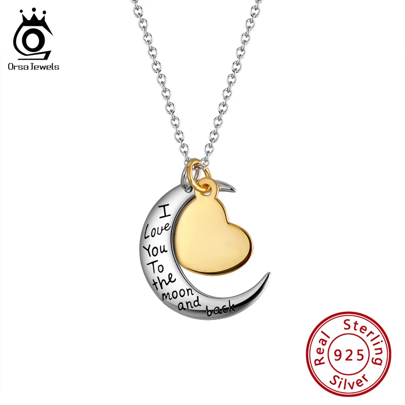 ORSA JEWELS 925 Sterling Silver Love Heart Pendant Necklace Elegant Love you to The Moon and Back Valentine Gifts Jewelry SN264
ORSA JEWELS 925 Sterling Silver Love Heart Pendant Necklace Elegant Love you to The Moon and Back Valentine Gifts Jewelry SN264