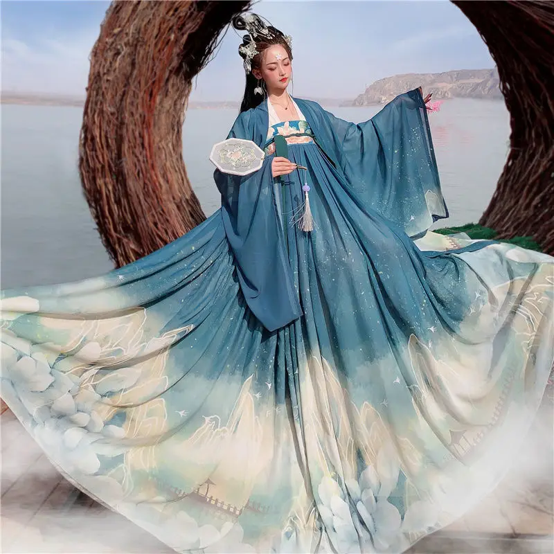 Оригинальные женские платья Hanfu в китайском традиционном старинном стиле, оригинальная длина груди 6 м, юбка Ru, рубашка с большими рукавами
Оригинальные женские платья Hanfu в китайском традиционном старинном стиле, оригинальная длина груди 6 м, юбка Ru, рубашка с большими рукавами