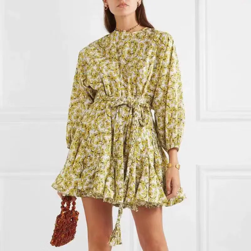 2021 Spring Autumn Summer New Fashion Long Sleeve Green Printing Lace-up Round Neck Irregular Hem Dress for Women
2021 Spring Autumn Summer New Fashion Long Sleeve Green Printing Lace-up Round Neck Irregular Hem Dress for Women