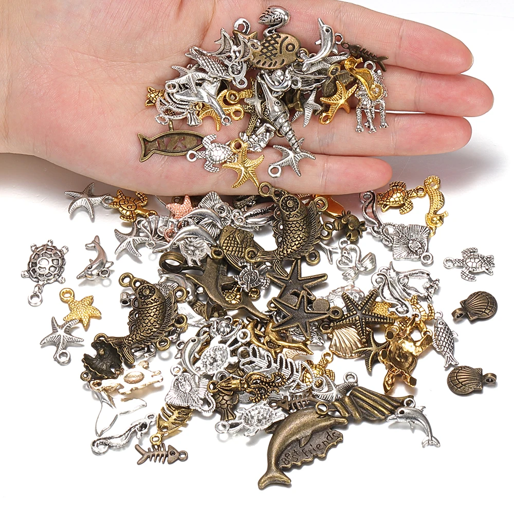 50g 100g Sea Shell Charms Marine Life Metal Mixed Pendants Bracelets Necklace Accessories for DIY Wholesale Craft Jewelry Making 
50g 100g Sea Shell Charms Marine Life Metal Mixed Pendants Bracelets Necklace Accessories for DIY Wholesale Craft Jewelry Making