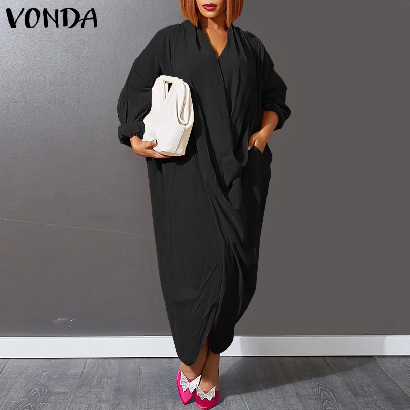 Women Long Sleeve Sexy V Neck Holiday Dress VONDA 2022 Autumn Solid Pleated Party Long Dresses Femme Bohemian Holiday Vestidos
Women Long Sleeve Sexy V Neck Holiday Dress VONDA 2022 Autumn Solid Pleated Party Long Dresses Femme Bohemian Holiday Vestidos