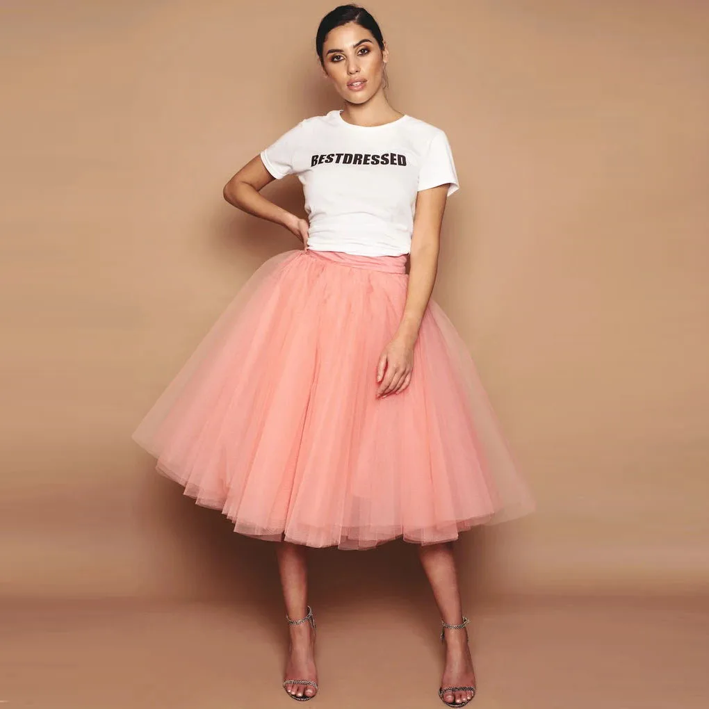 Coral Tulle Skirt for Women Tutu A Line Puffy Tulle Midi Skirts Custom Made Cheap Wedding Party Bridesmaid Skirt Plus Size
Coral Tulle Skirt for Women Tutu A Line Puffy Tulle Midi Skirts Custom Made Cheap Wedding Party Bridesmaid Skirt Plus Size
