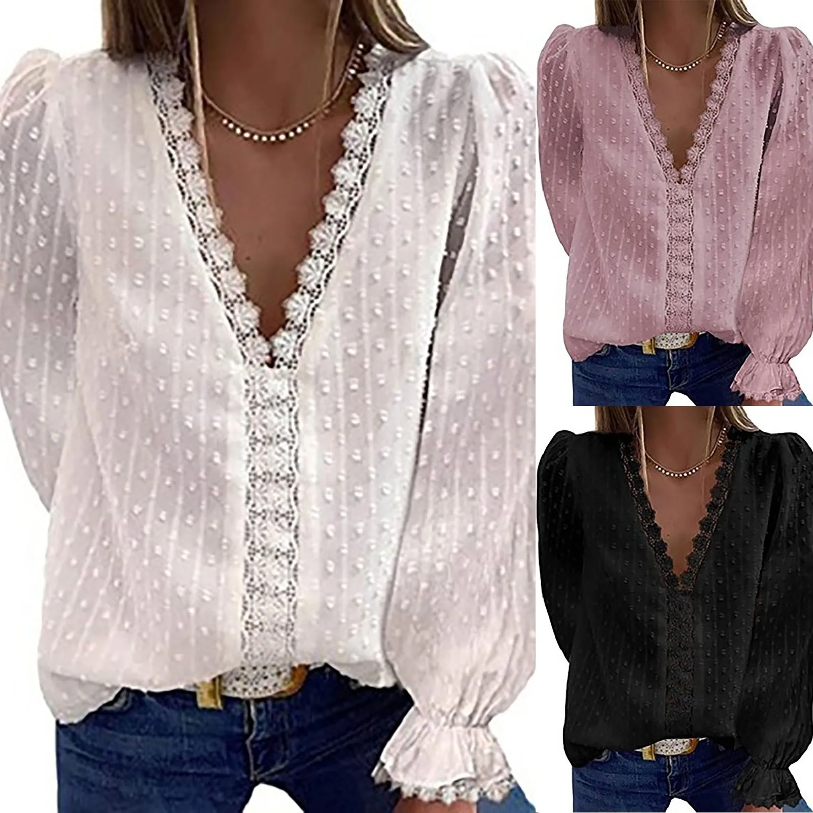 Women Sexy Lace Patchwork Hollow Out Shirt Long Sleeve Crew Neck Button Mesh Design Tops Spring Fashion White Vintage Top Shirts
Women Sexy Lace Patchwork Hollow Out Shirt Long Sleeve Crew Neck Button Mesh Design Tops Spring Fashion White Vintage Top Shirts